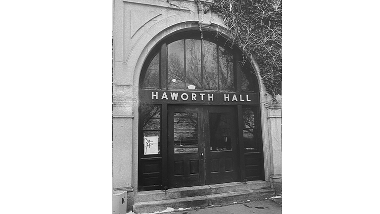 Haworth Hall's entrance