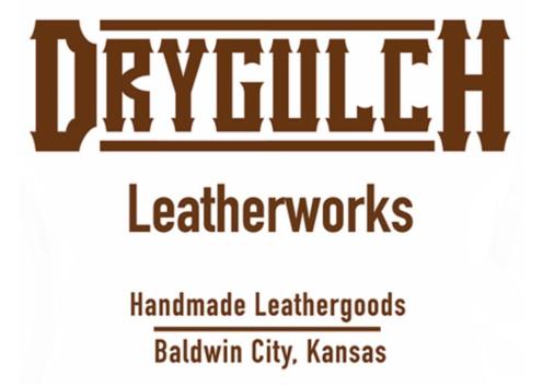 Drygulch leatherworks logo "Handmade Leathergoods, Baldwin City KS"